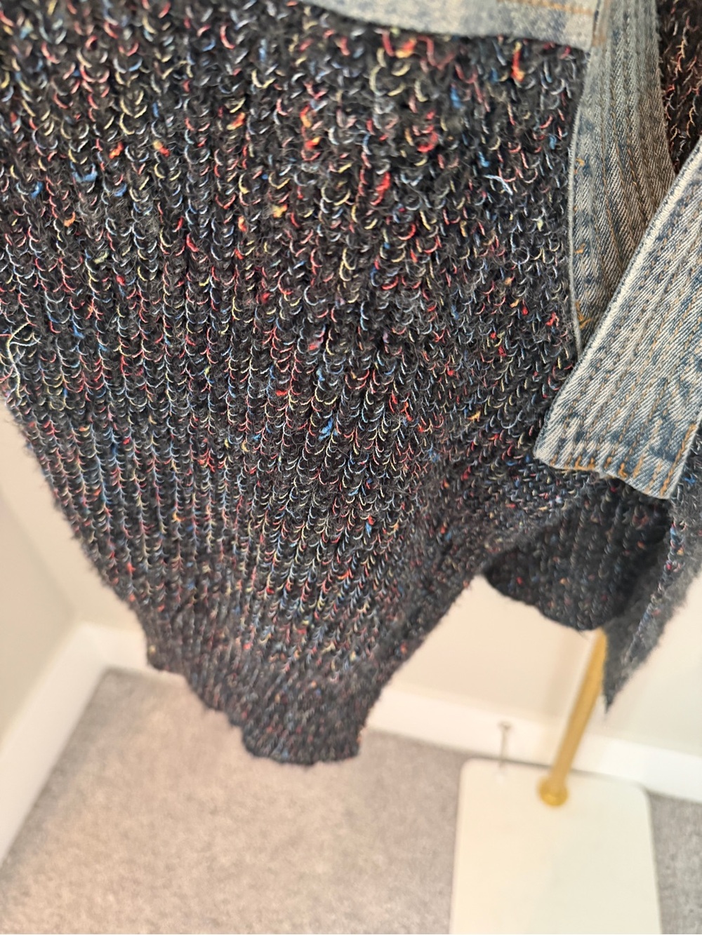 SAACHI Denim-Trim Mixed Knit Cardigan - Picture 7 of 8